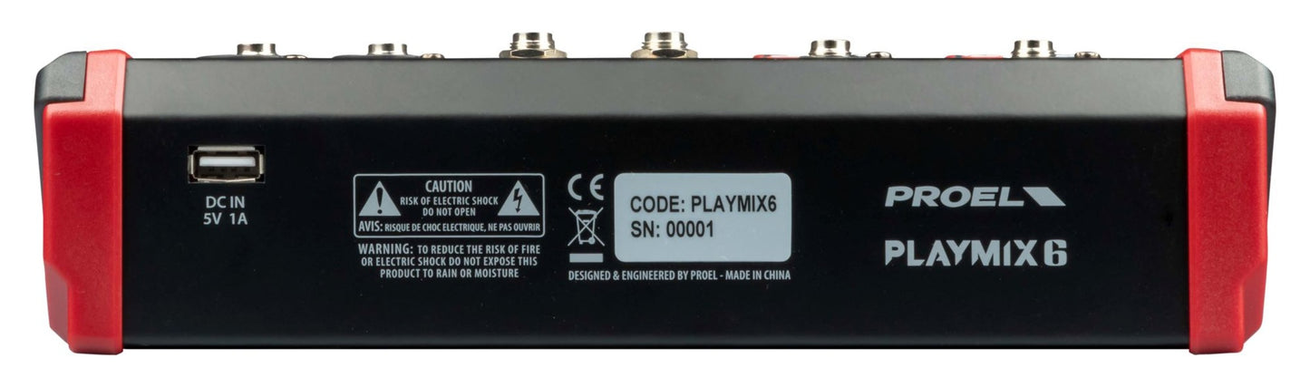 PROEL PLAYMIX6, mikseri, USB-toisto ja äänitys, Bluetooth