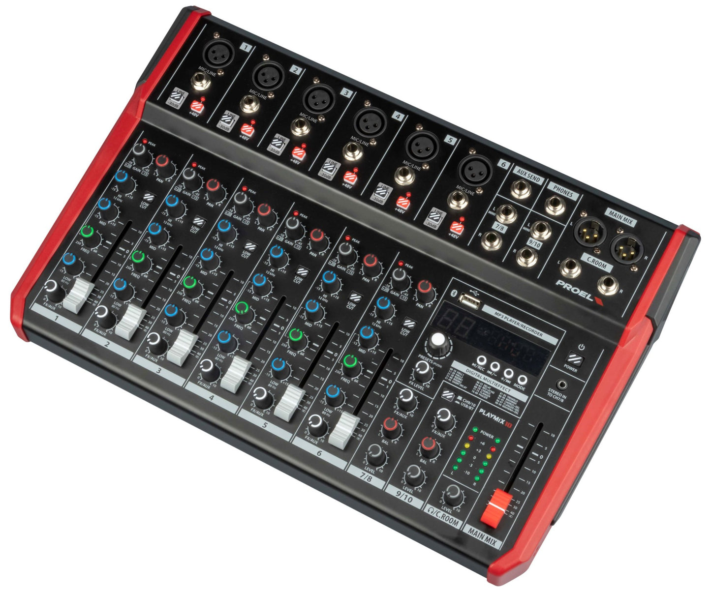 PROEL PLAYMIX10, mikseri, USB-toisto ja äänitys, Bluetooth