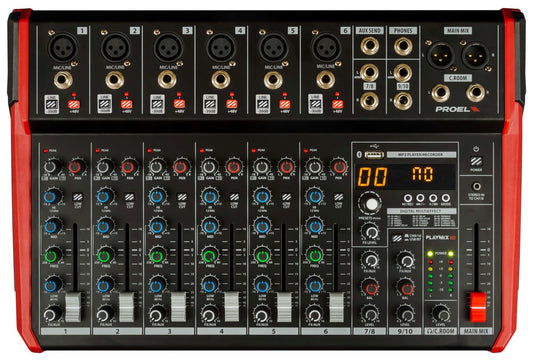 PROEL PLAYMIX10, mikseri, USB-toisto ja äänitys, Bluetooth